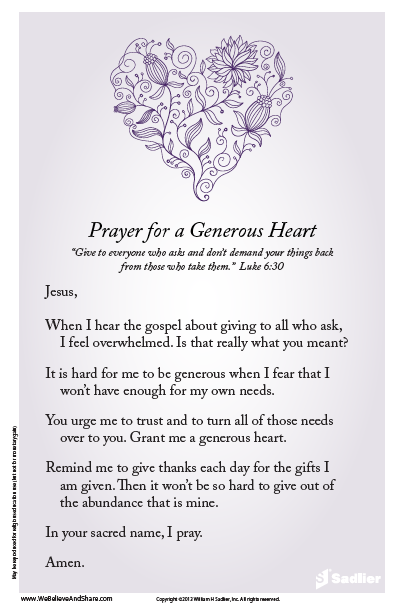 Generous Heart Prayer