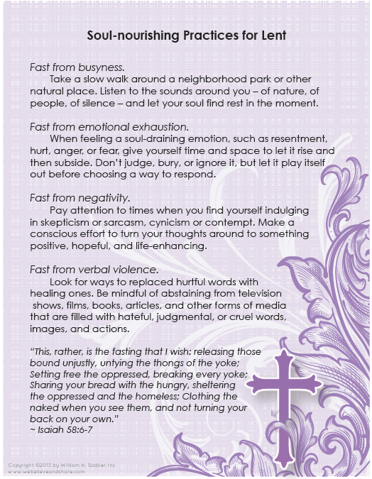 Soul-Nourishing Practices for Lent